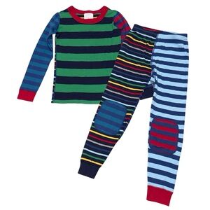 HANNA ANDERSSON Pajama Sets Size 5 110 Organic Cotton Striped Knee Patches